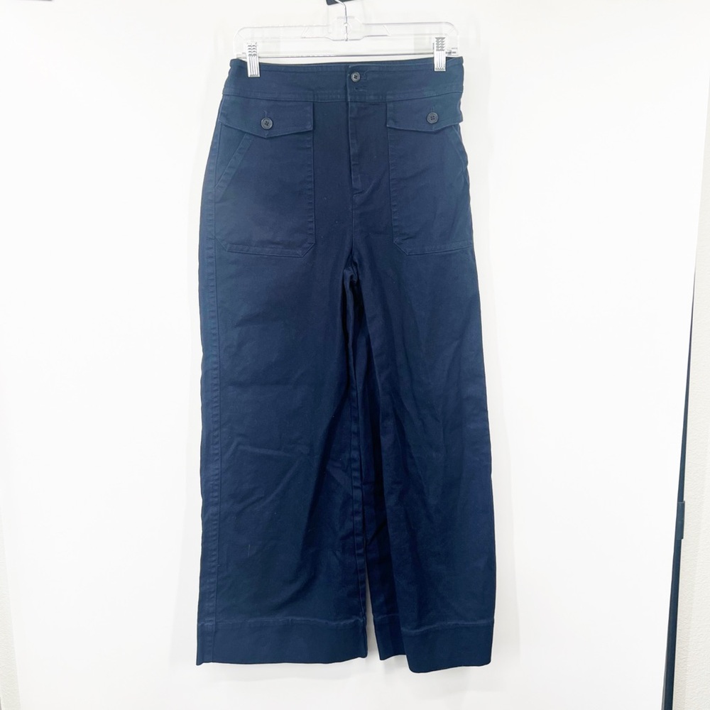 J. Crew Officer Patch-Pocket Wide-Leg Pants in Stretch Twill